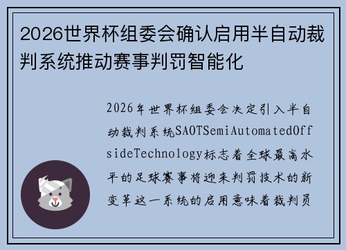 2026世界杯组委会确认启用半自动裁判系统推动赛事判罚智能化